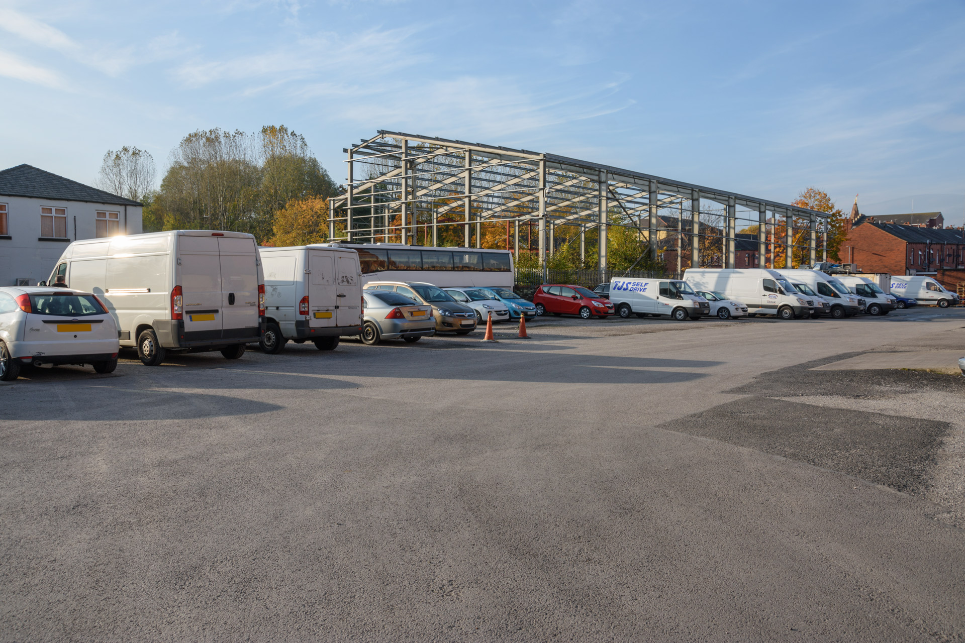 Vehicle and container storage at The Swan Centre for business in Bolton